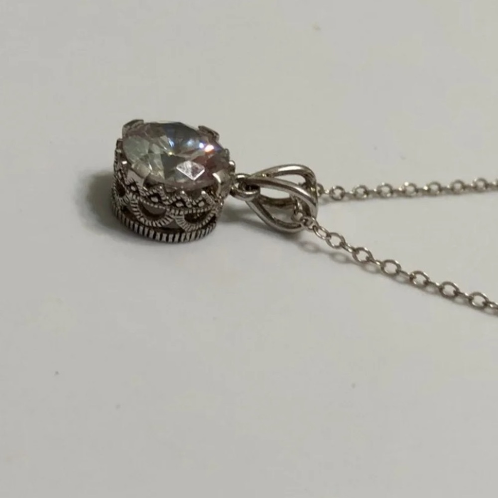 Victorian Sterling Silver Cubic Zirconia Pendant - Picture 7 of 11